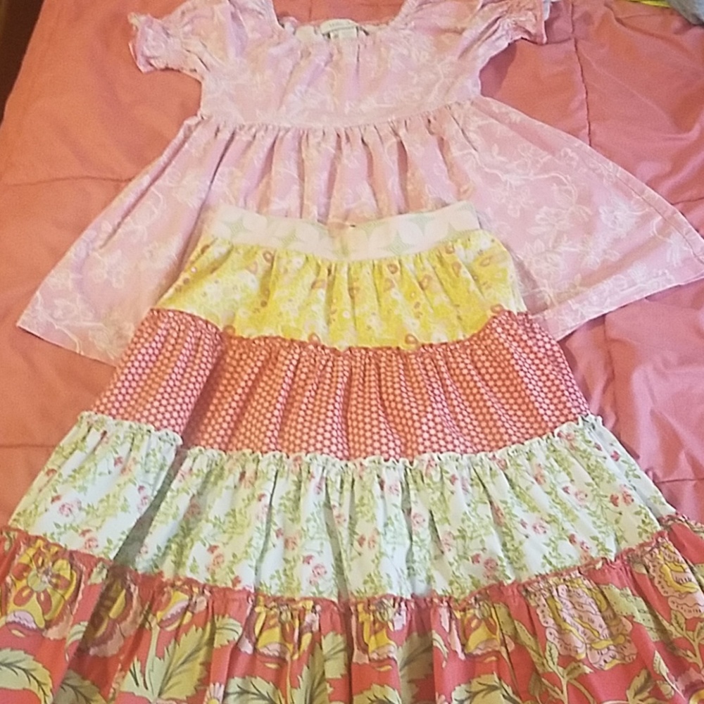 Matilda Jane floral shirt and floral skirt size 8
